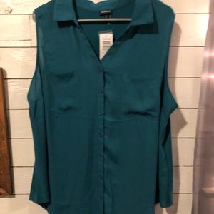 Teal button up tank